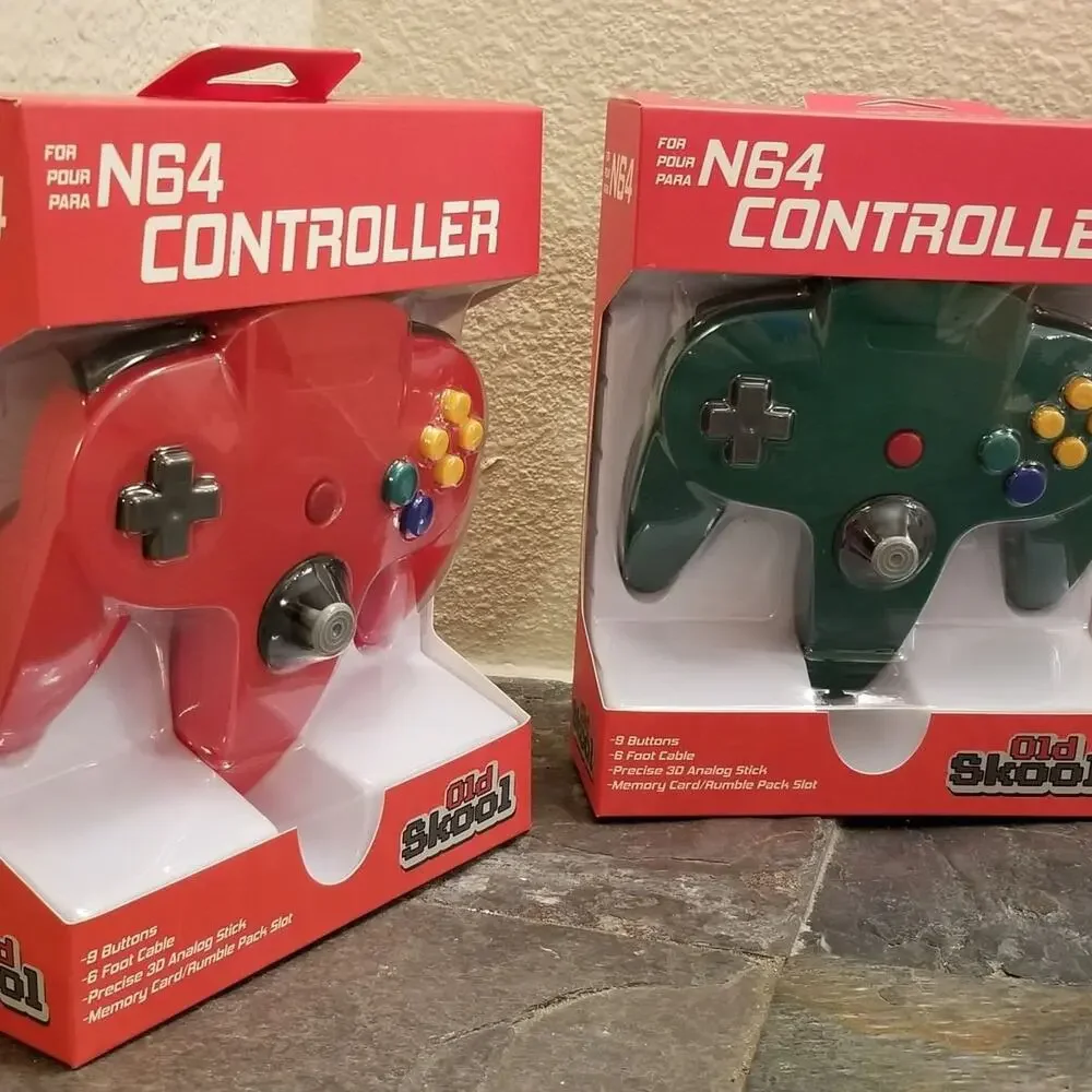 2 N64 Controllers - Green & Red (NEW) - Nintendo64 - Nintendo - Old Skool